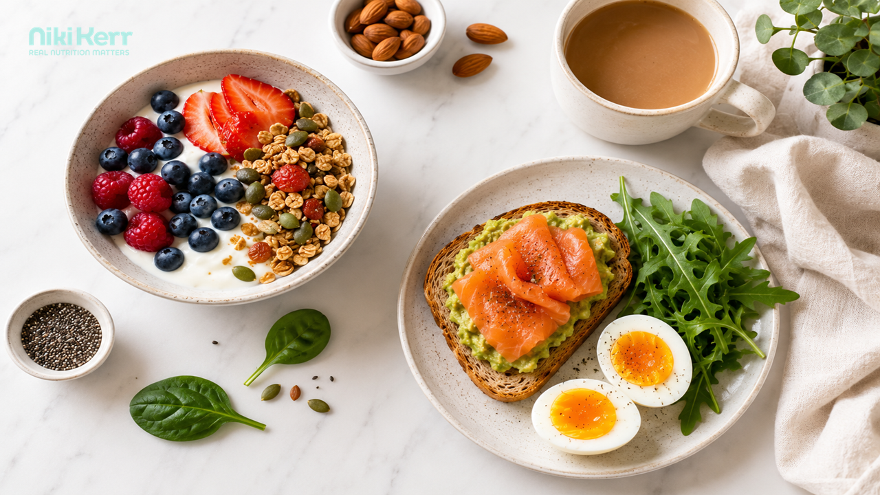Oats with berries — a high-fibre, high-protein breakfast."